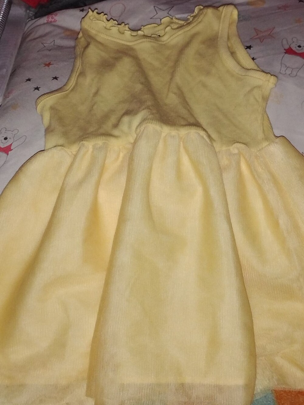 Girls Sleeveless Yellow Tulle Dress - Casual Everyday